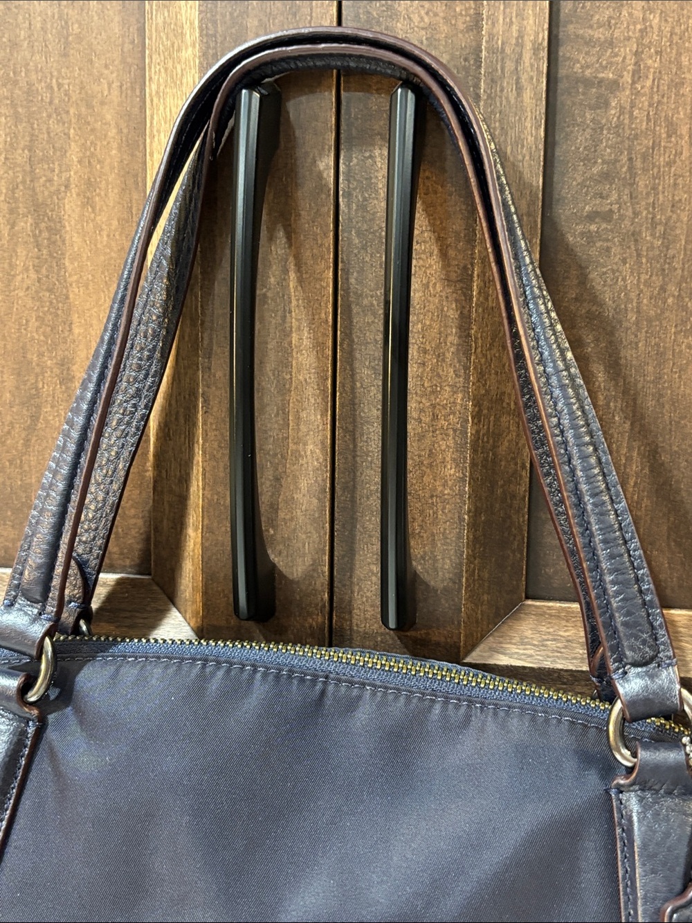 Coach Nylon and Leather Blue Tote with Crossbody Strap - Picture 4 of 16